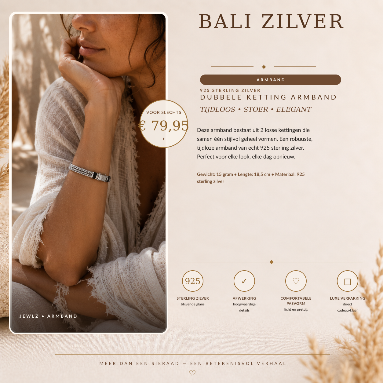Dubbele fijne zilveren armband
