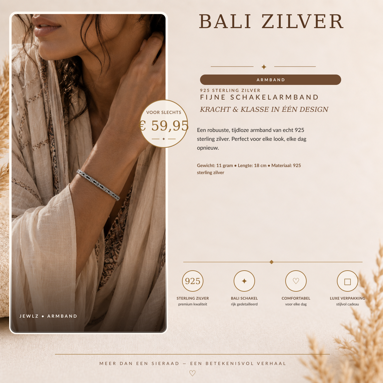 Fijne zilveren Byzantijnse armband