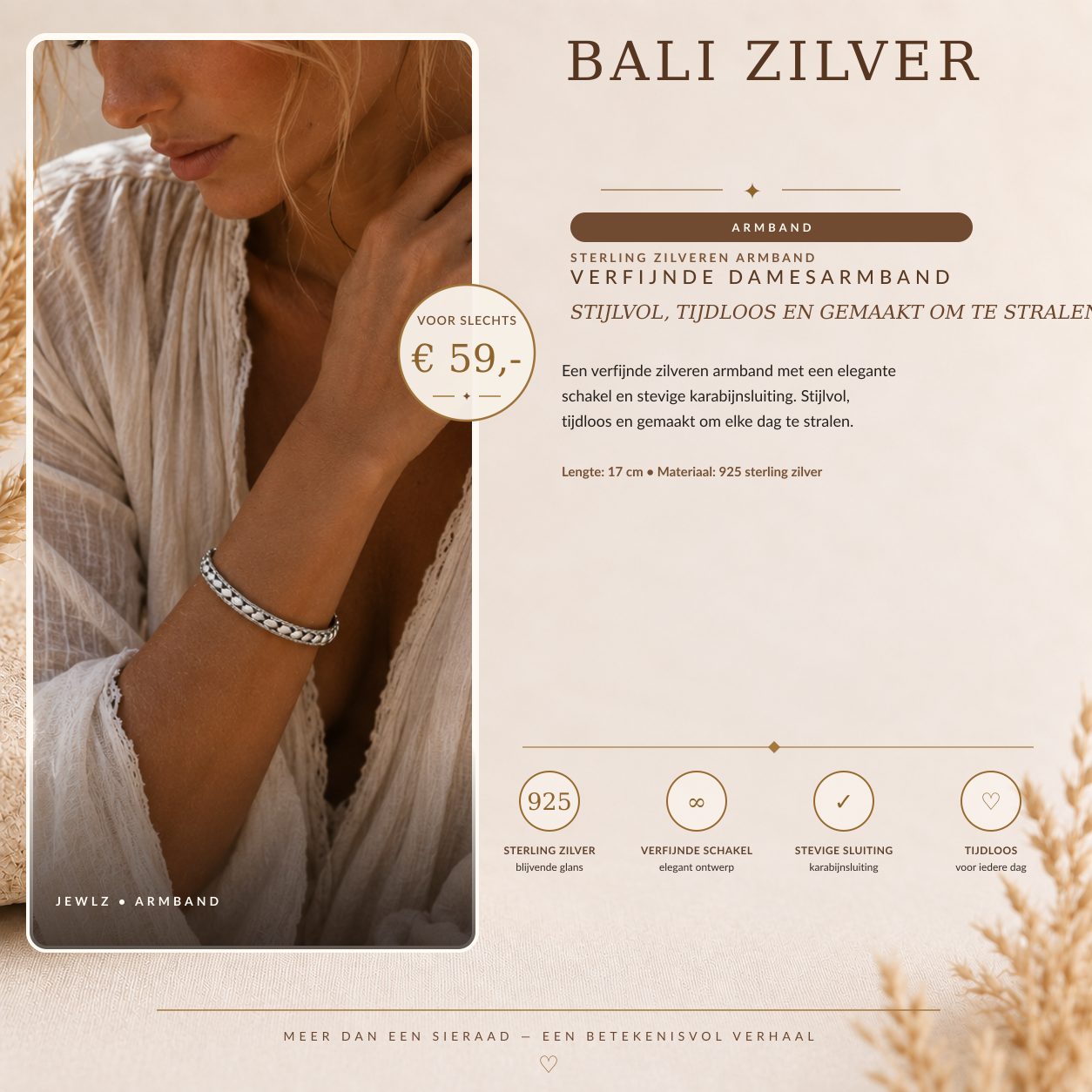Verfijnde zilveren schakelarmband