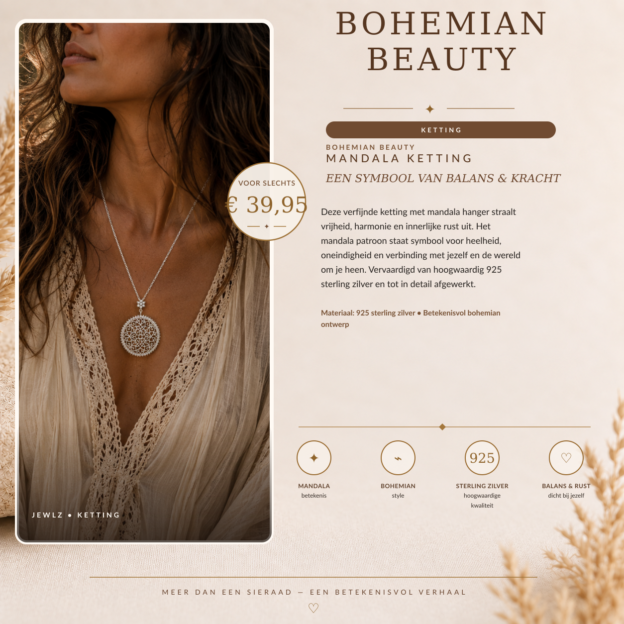 Bohemian mandala ketting uit de JEWLZ collectie