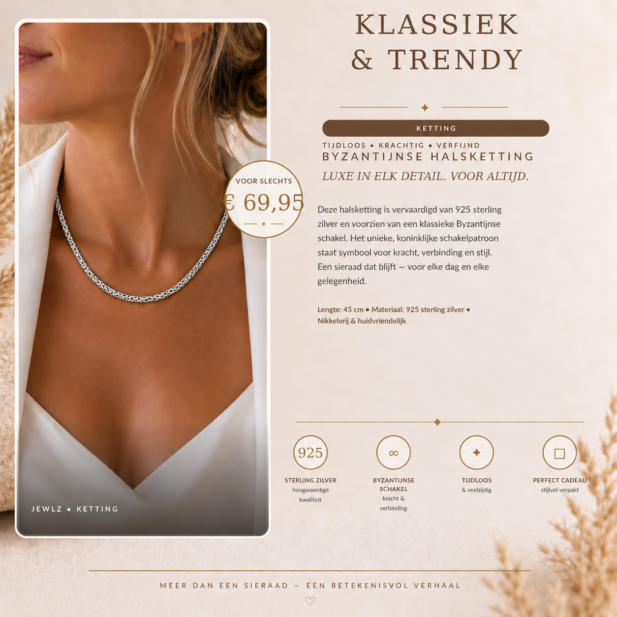 Zilveren Byzantijnse halsketting uit de JEWLZ collectie