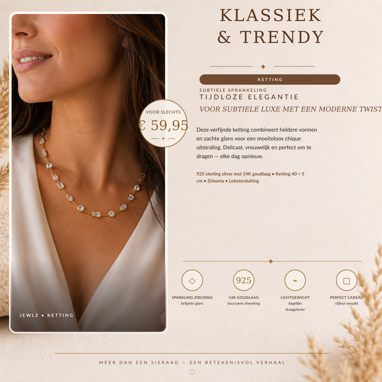 Vergulde ketting met steendetails