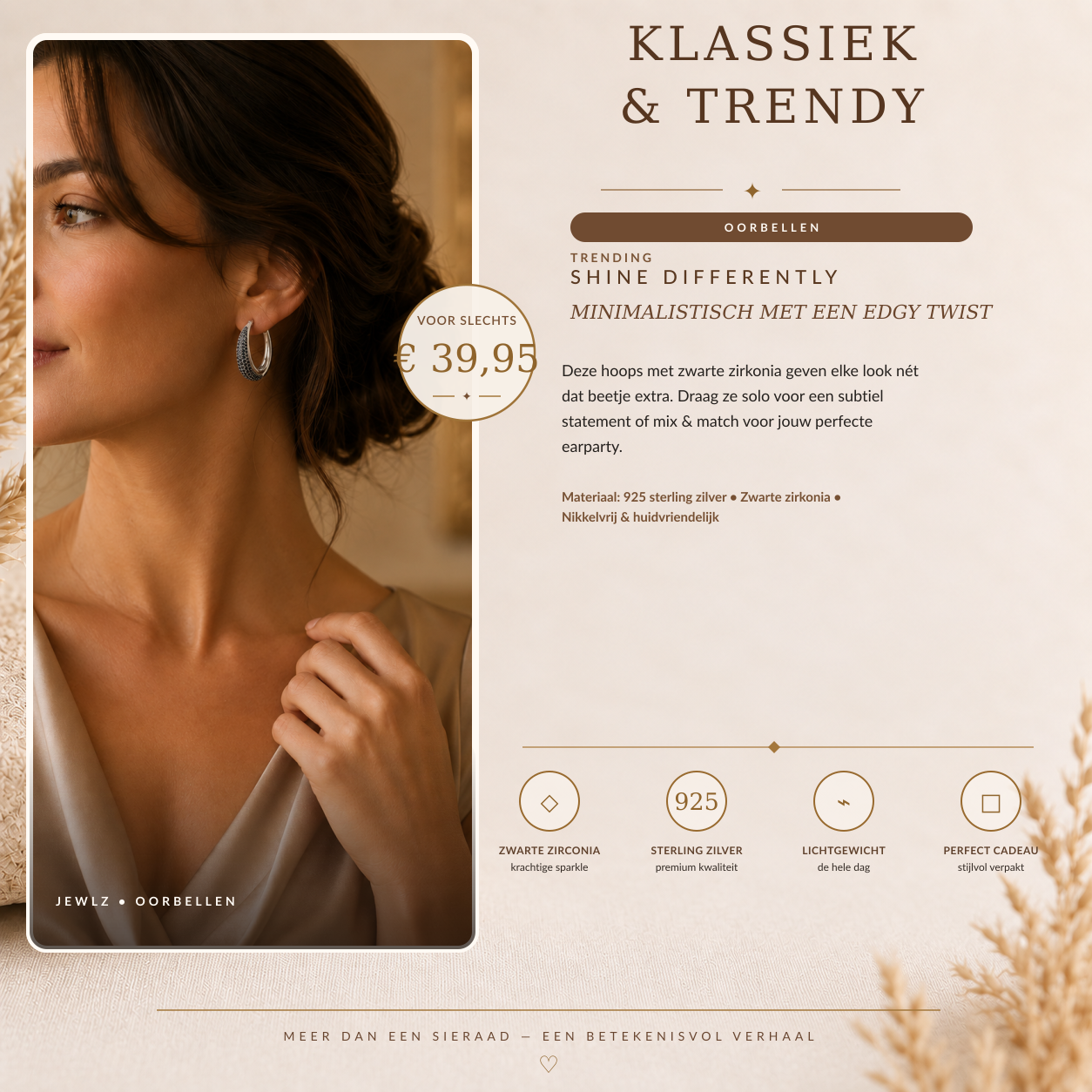 Shine differently: collectiekaart met draagfoto, tekst, specificaties en prijs