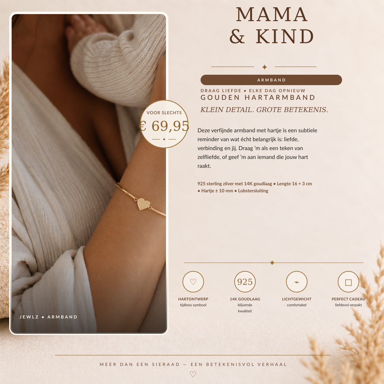 Vergulde armband met hartdetail